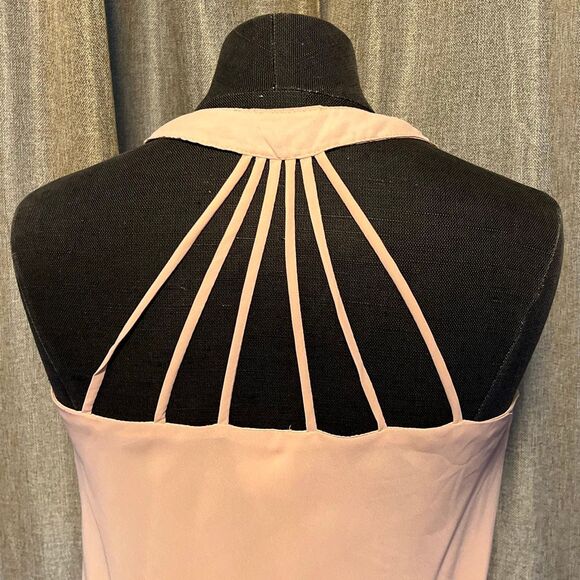 Japna Women's Peach V-Neck Flowy Strappy Racerback Sleeveless Blouse Top Medium - Picture 4 of 7